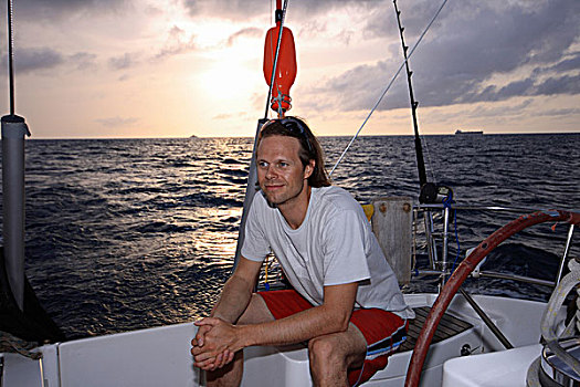 男人,航行,船,加勒比,南美