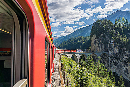 铁路,正面,高架桥,靠近,瑞士