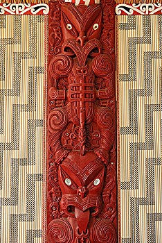毛利人,雕刻,木质,浮雕,母亲,珍珠,装饰,会面,房子,协议,地面,北岛,新西兰