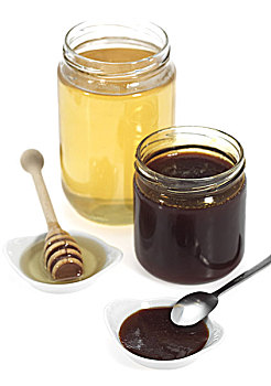 蜂蜜,罐,白色背景
