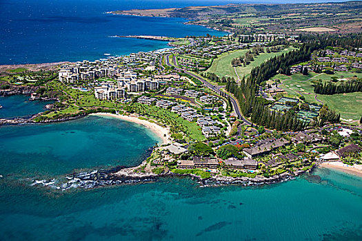 夏威夷,毛伊岛,卡帕鲁亚湾,俯视,风景,丽思卡尔顿酒店,住宅