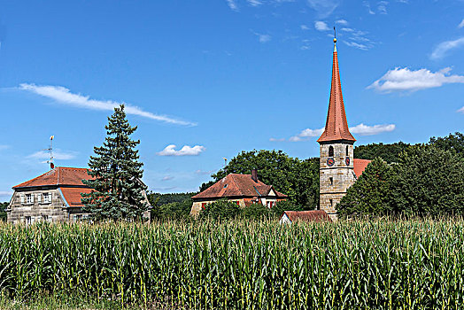 教堂,圣徒,中间,弗兰克尼亚,巴伐利亚,德国,欧洲