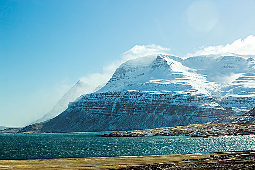雪,山景,冰岛