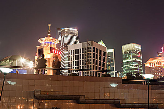 天际线,夜晚,浦东,上海,中国