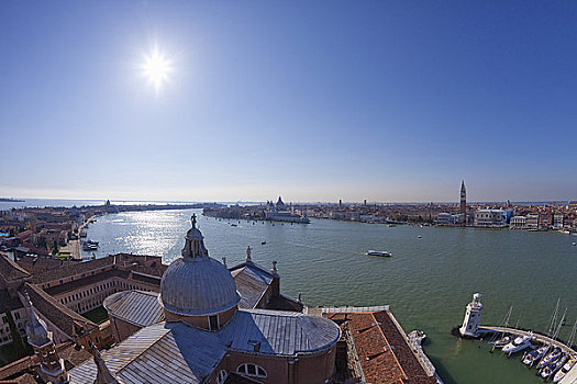 俯拍,教堂,圣乔治奥,马焦雷湖,威尼斯,威尼托,意大利