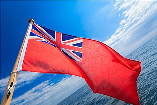 英国,旗帜,游艇,帆船,蓝天,海洋,航行