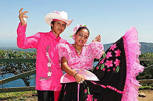 情侣,传统,服装,尼加拉瓜,中美洲
