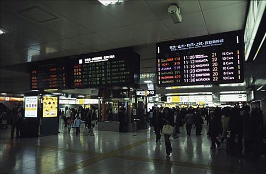 人群,地铁站,东京,日本