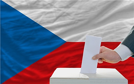 男人,投票,选举,捷克,正面,旗帜