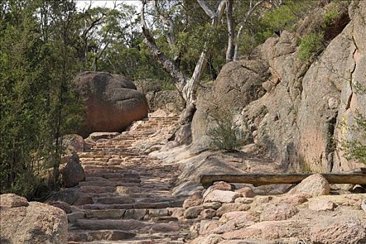 小路,石头,红色,花冈岩,危险,塔斯马尼亚,澳大利亚
