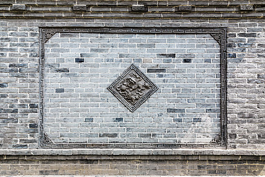 狮子戏绣球中式砖雕影壁墙