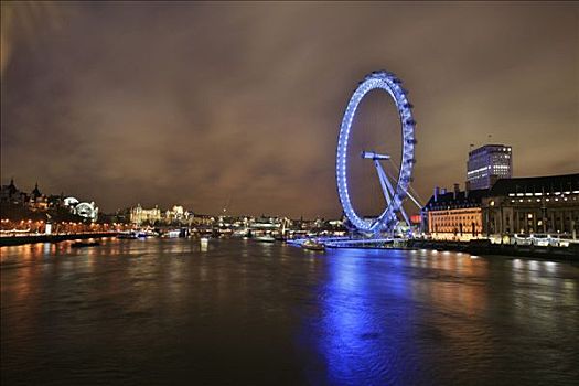 伦敦眼,千禧轮,景色,泰晤士河,伦敦,英国