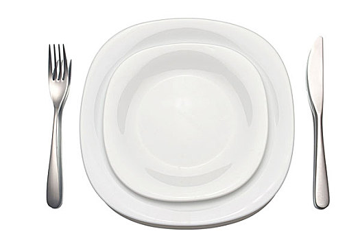 餐具摆放,上方,白色背景
