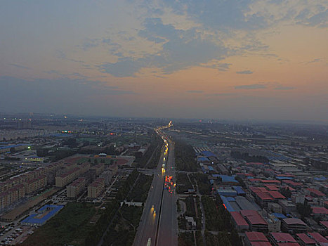 郑州市大河路黄河边夕阳景色