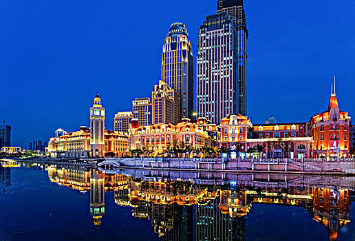 天津海河城市夜景