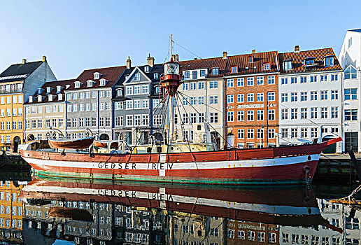 停泊,船,17世纪,连栋房屋,新港,运河,哥本哈根,丹麦