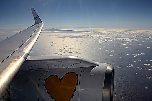风景,飞机,窗户,特内里费岛,加纳利群岛,西班牙,欧洲