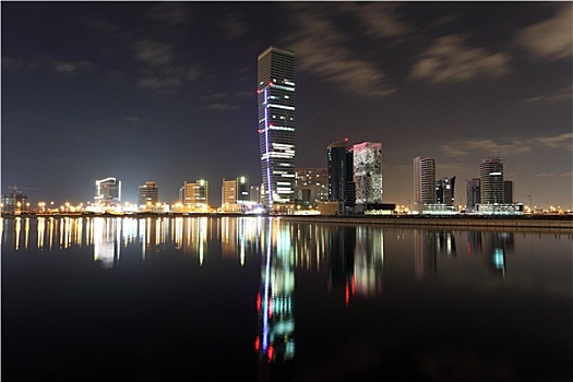商务,湾,夜晚,迪拜,阿联酋