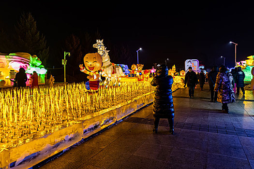中国长春南湖公园冰雪灯光展夜景