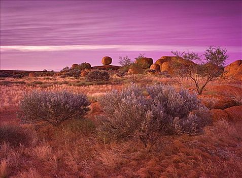 魔鬼石,黄昏,北领地州,澳大利亚