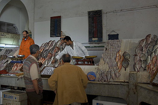 摩洛哥,卡萨布兰卡,中央市场,鲜鱼