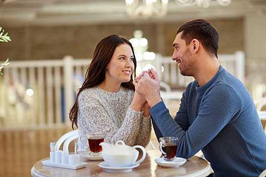 幸福伴侣,茶,握手,餐馆