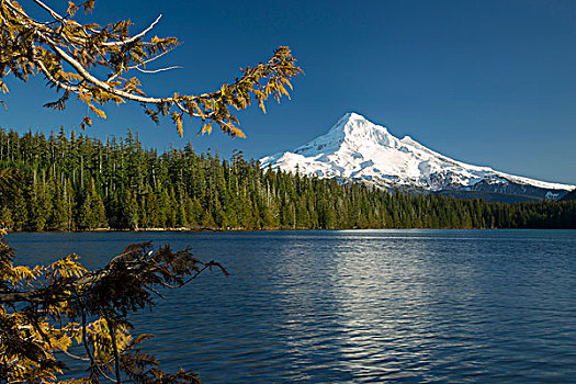 胡德山,高处,湖,瀑布山,俄勒冈,美国