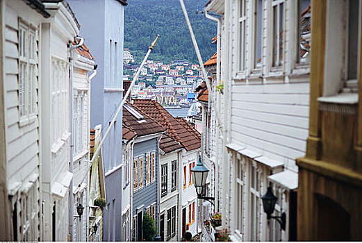 小巷,城镇,卑尔根,挪威