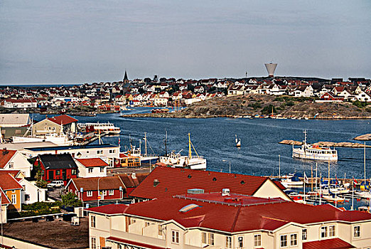 瑞典,布胡斯,区域,俯视图,城镇,港口,大幅,尺寸