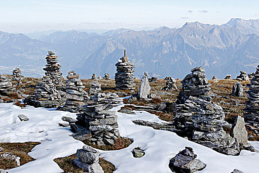 累石堆,山,瑞士,欧洲