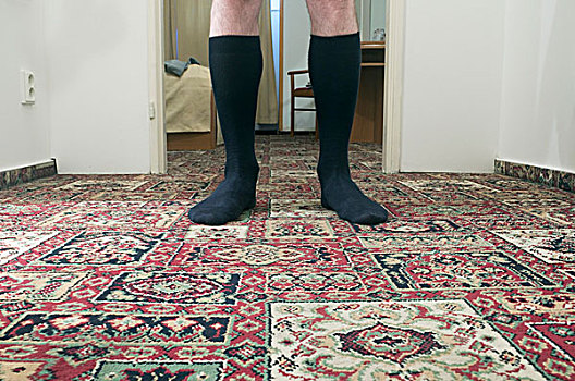 男人,袜子,站立,地毯