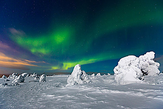 北极光,芬兰,欧洲