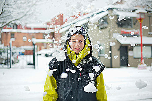 落下,大块,雪,正面,一个人,维多利亚,不列颠哥伦比亚省,加拿大