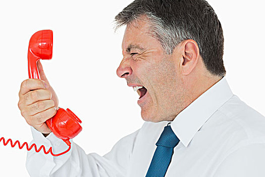 愤怒,商务人士,叫,红色,电话听筒