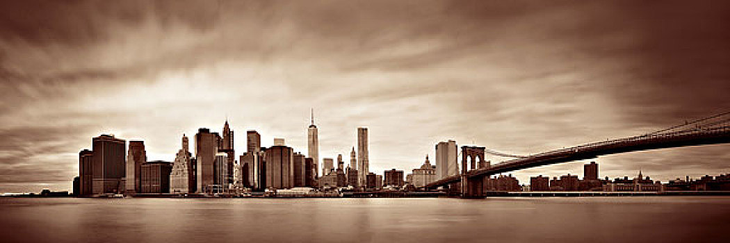 曼哈顿,金融区,摩天大楼,布鲁克林大桥