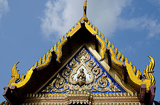 泰国,曼谷,大皇宫,玉佛寺,皇家,寺院,翡翠佛,一个,场所,庙宇,盖屋顶细节