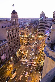 俯视,格兰大道,马德里,西班牙