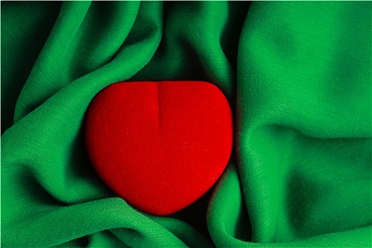 红色,珠宝,盒子,心形,礼物,绿色,布,波状