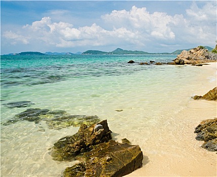 热带沙滩,石头,泰国