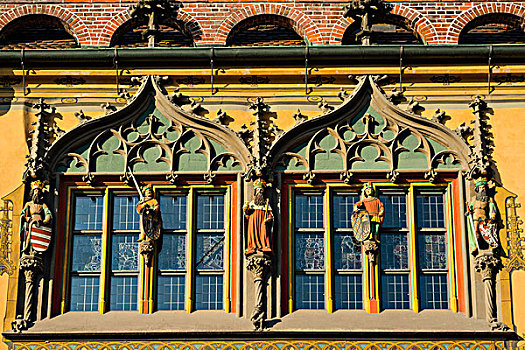 窗户,乌尔姆,市政厅,朱拉,巴登符腾堡,德国,欧洲