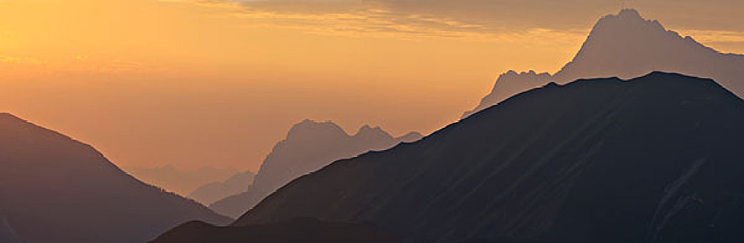 山峰,早晨,亮光,北方,提洛尔,奥地利,欧洲
