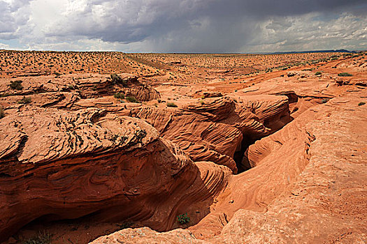 沙岩构造,风景,羚羊谷,乌云,后面,狭缝谷,页岩,亚利桑那,美国,北美