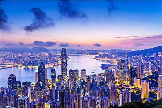 香港,天际线,黎明