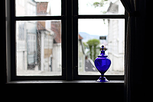 蓝色,花瓶,窗台