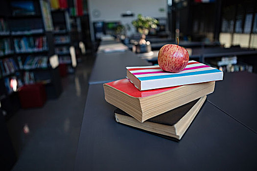 苹果,一堆,书本,学校