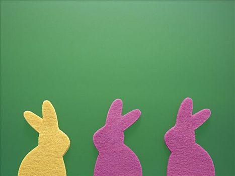 一个,黄色,两个,粉色,复活节兔子,海绵