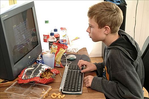 青少年,电脑