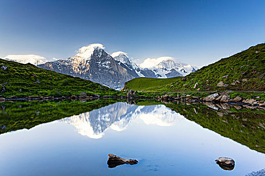 艾格尔峰,山,反射,高山,湖,伯尔尼阿尔卑斯山,伯恩,瑞士