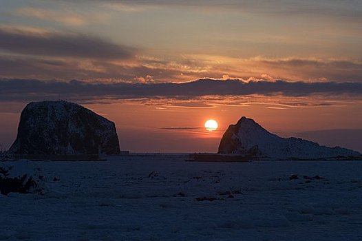 海冰,日落