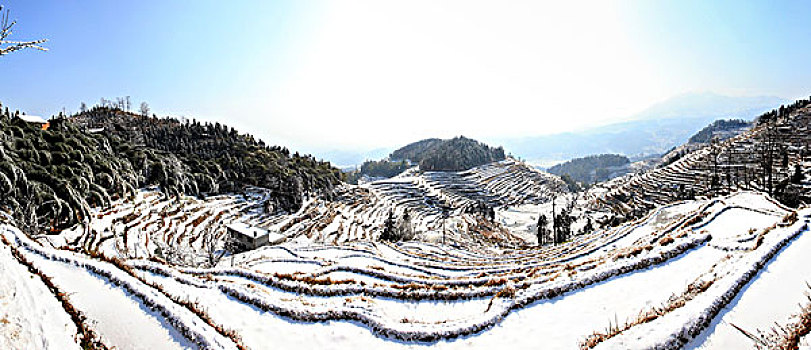 湖南娄底新化紫鹊界梯田,冬季